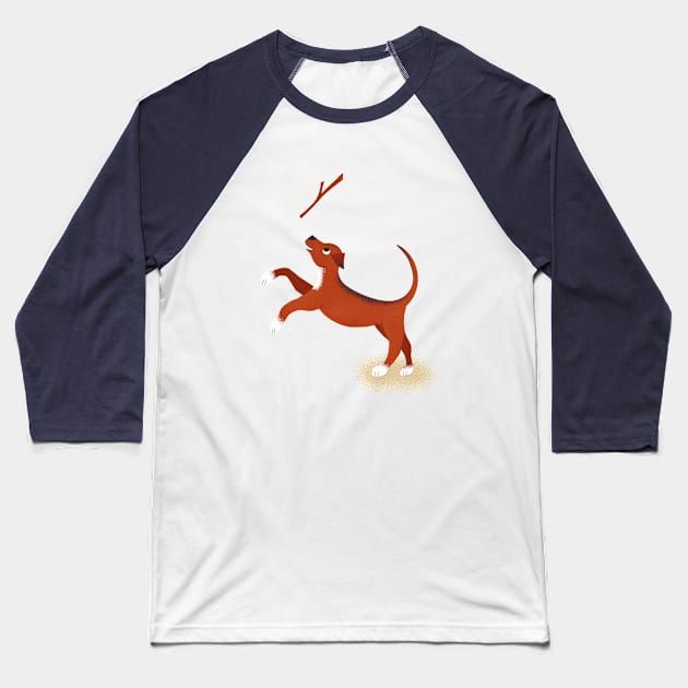 Brown Dog Having a Great Time Baseball T-Shirt by KristaElvey